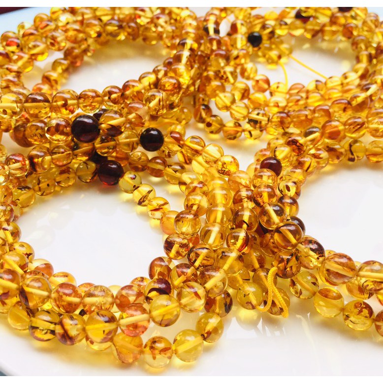 Vòng tay Amber hổ #phách xác hoa Cooper chuỗi dài-Minh Tâm Jewelry