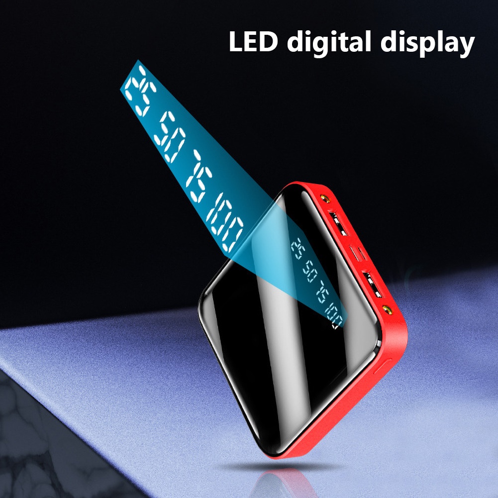 Cục Sạc Dự Phòng Hai Cổng USB Có Đèn LED 10000/20000mAh Mang Đi Tiện Dụng