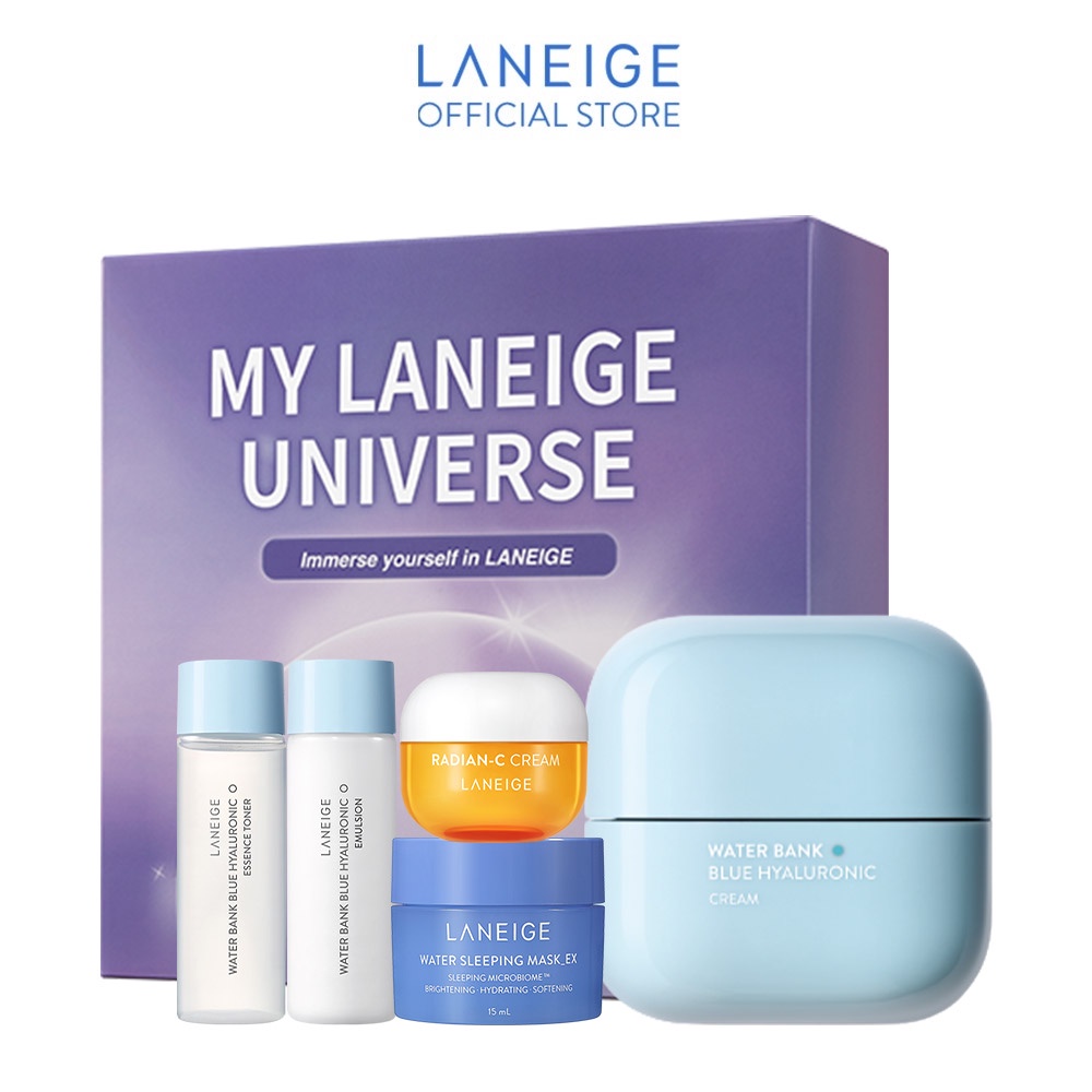 Bộ sản phẩm Dưỡng Ẩm Dành Cho Da Dầu Và Da Hỗn Hợp Laneige Water Bank Blue HA Cream