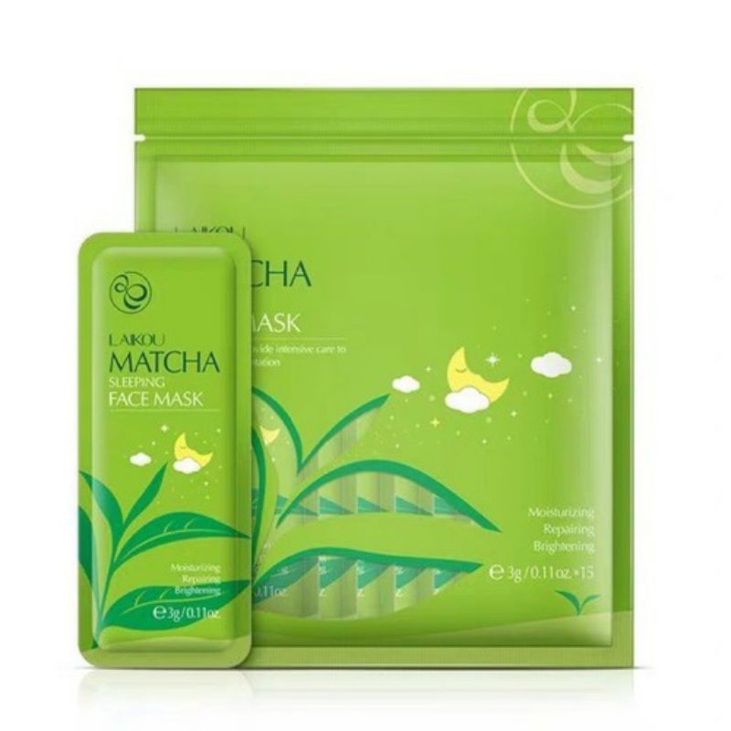 (Bộ 15 gói) Mặt Nạ Ngủ Trà Xanh Matcha Mud Mask Laikou - Hàng Nội Địa Trung