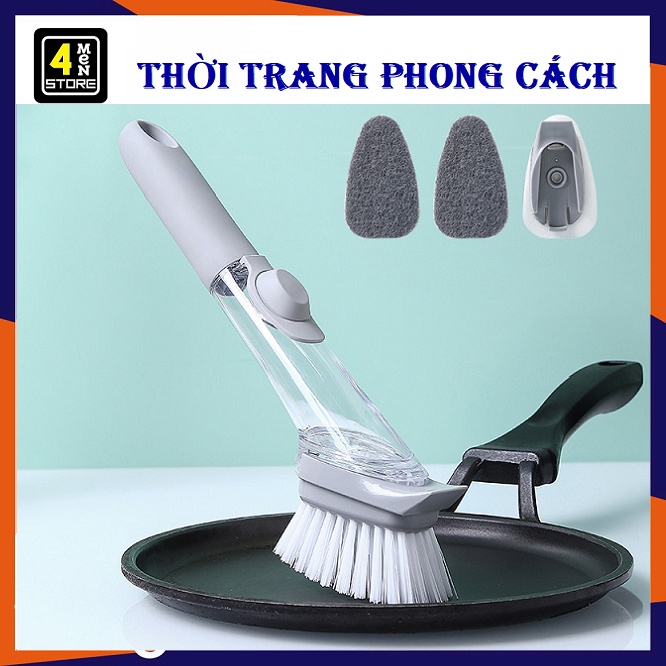 Chổi cọ rửa Chén thông minh kèm bình xịt chứa xà phòng tiện lợi / Cọ chà rửa xoong nồi