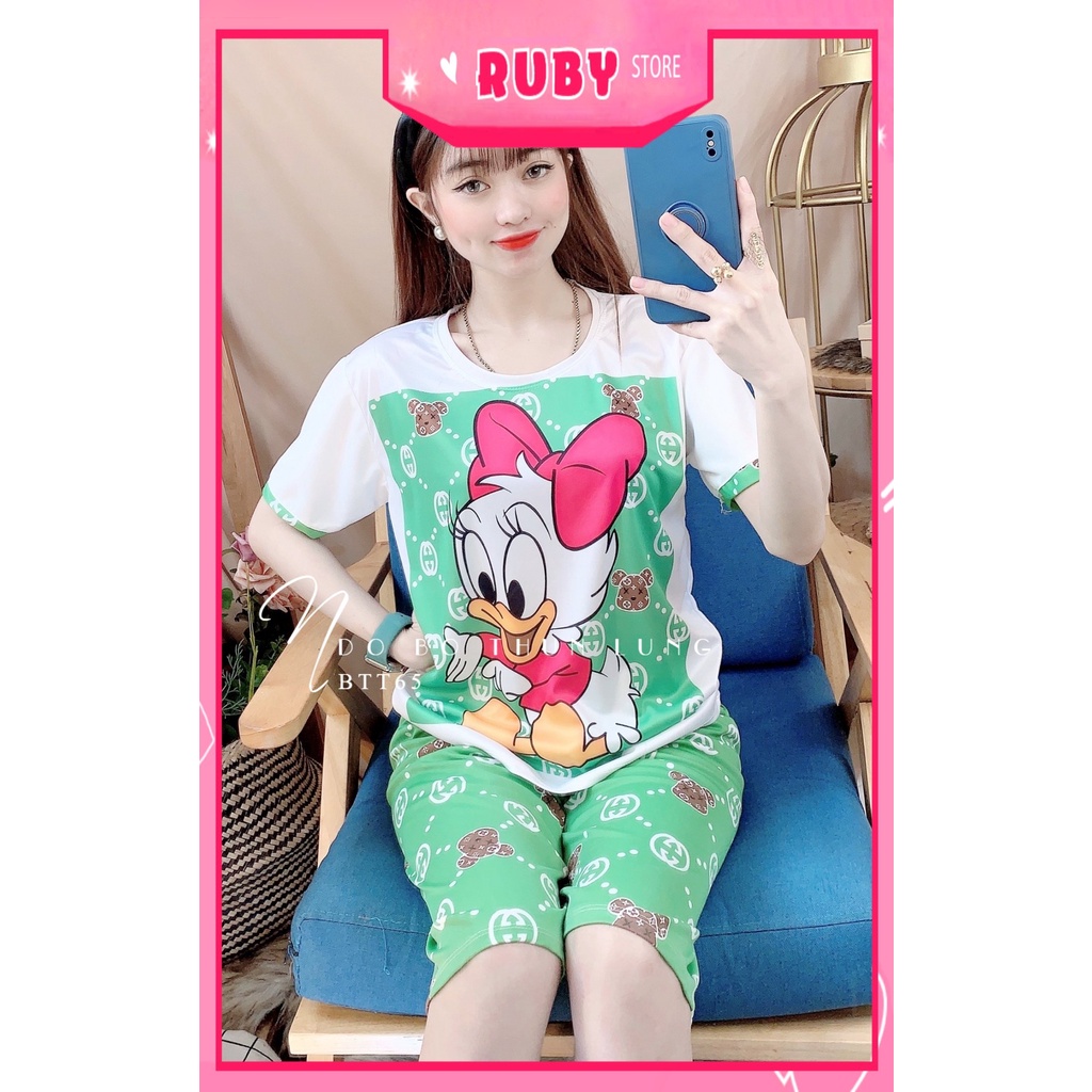 Đồ bộ nữ mặc nhà chất thun mềm mát in hình vịt hoạt hình dễ thương BTT65