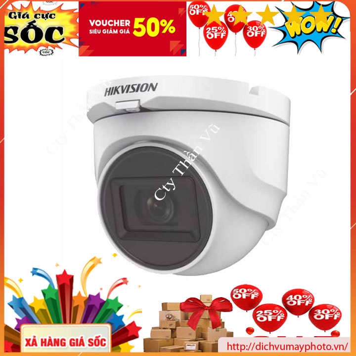 Camera DS-2CE76D0T-ITMFS ghi hình TVI Hik 2MP DOME vỏ sắt có Mic kholinhkienmayin