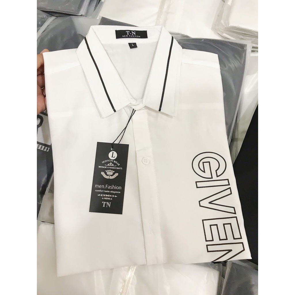 ÁO SƠ MI IN THÊU TAY NGẮN IN CHỮ GIVENCHY - INTN07