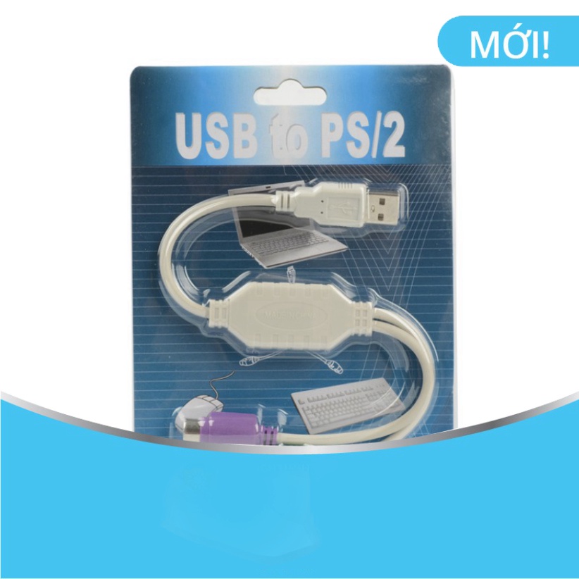 CÁP CHUYỂN ĐỔI TỪ MÁY TÍNH CỔNG USB SANG CỔNG PS2 CỦA BÀN PHÍM , CHUỘT PS2 LOẠI THƯỜNG ( KHÔNG HIỆU ) USB -> PS2