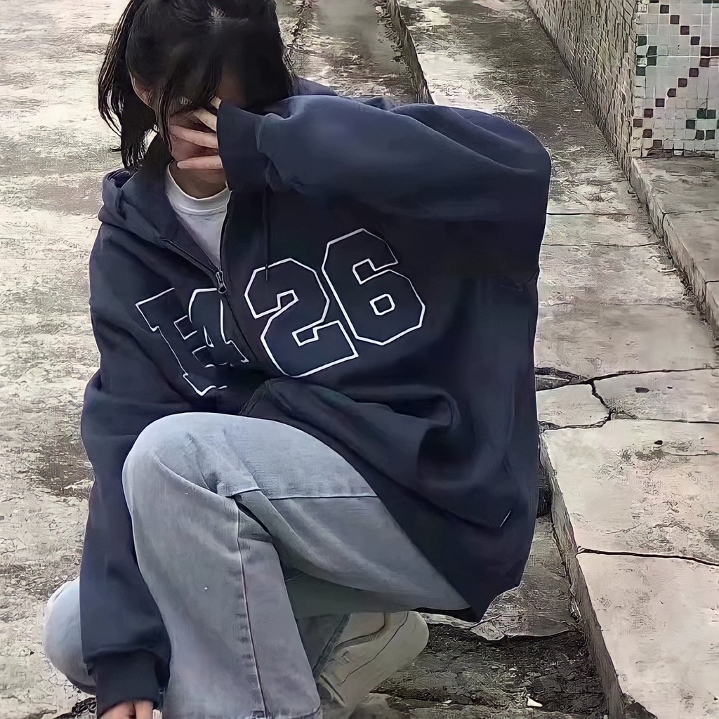 Áo khoác nỉ form rộng tay bồng Unisex Áo khoác Hoodie dây kéo THEFOUR cá tính hot trend - CUTEZOO