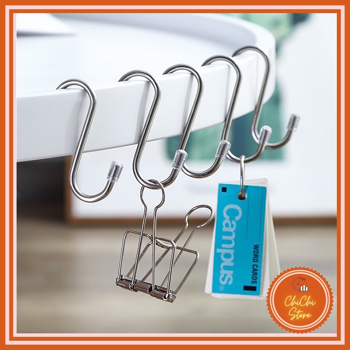 Móc Inox chữ S 3 size đa năng loại cao cấp có đầu tròn siêu chắc chắn, treo hàng hóa tiện lợi_CC888