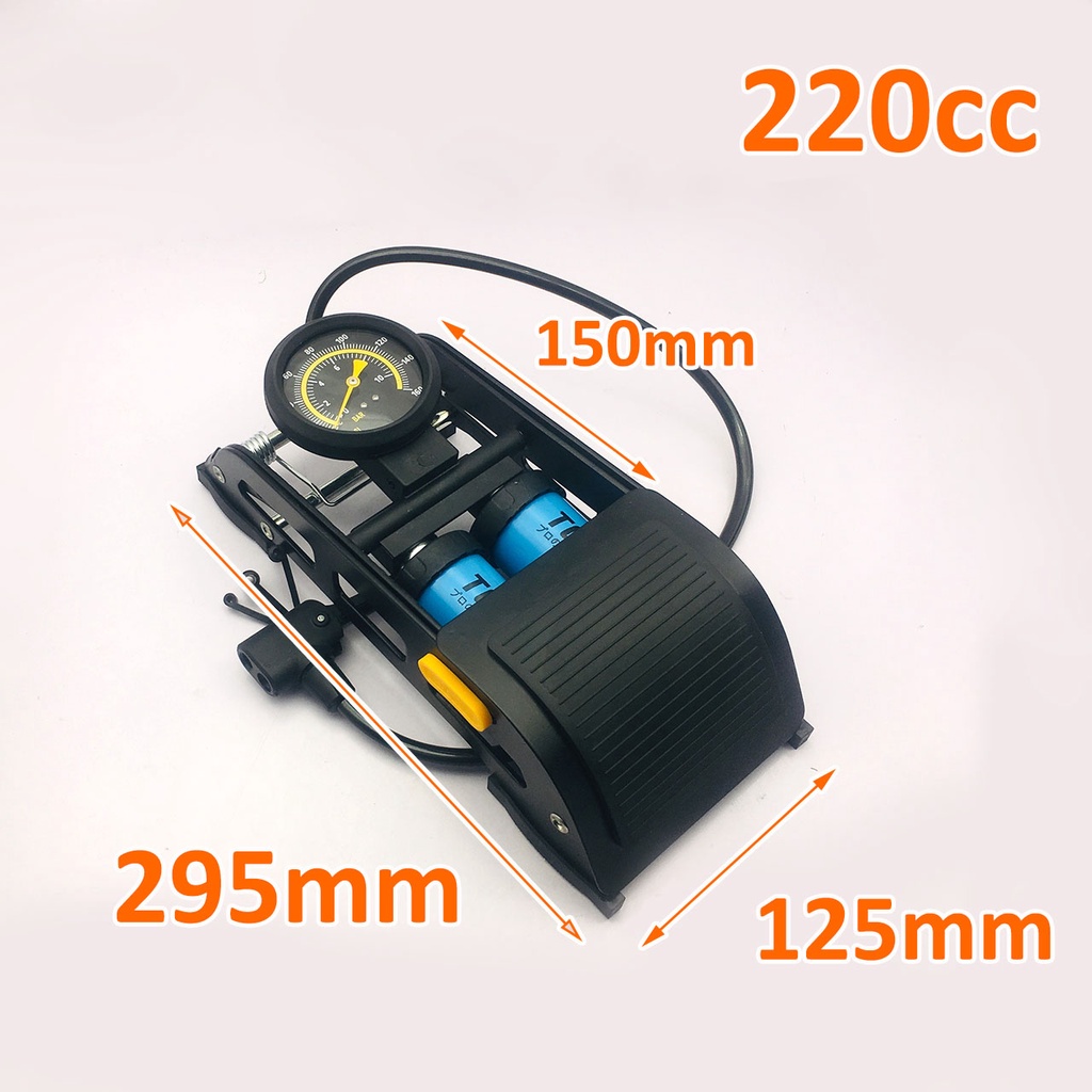 Bơm xe đạp chân 2 ống pitong xanh 220cc 160psi