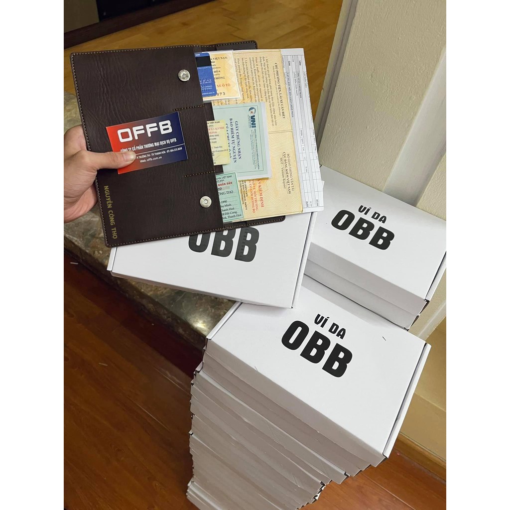[HÀNG CÔNG TY] - Ví da OBB CAO CẤP - Ví đựng giấy tờ kèm LOGO - Để vừa tất cả các loại giấy tờ cần thiết KHÔNG CẦN GẬP