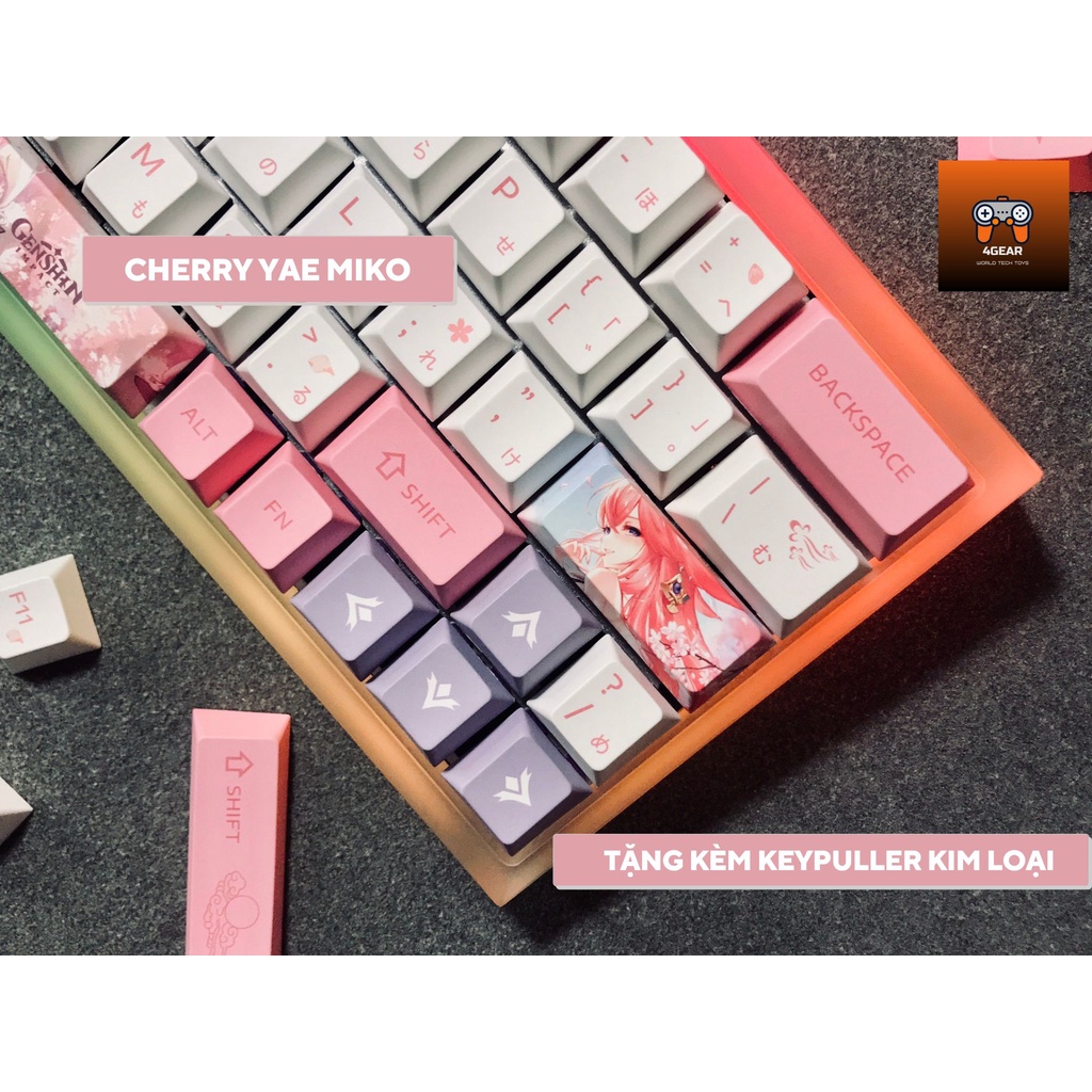 Keycap song ngữ anh nhật Yae Miko PBT dày 136 phím genshin impact in dyesub 5 mặt anime layout keycaps