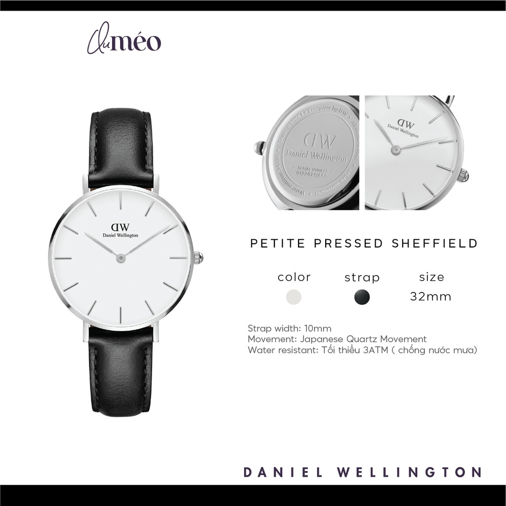 Đồng hồ nữ DW Daniel Wellington Petite Sheffield dây da màu đen 32mm