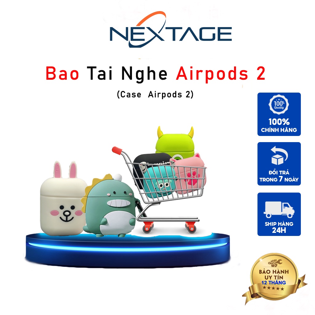 Vỏ Ốp Case Tai Nghe Airpods 2 - Sillicone Chống Bẩn Hoạt Hình Cute - Chính Hãng NEXTAGE