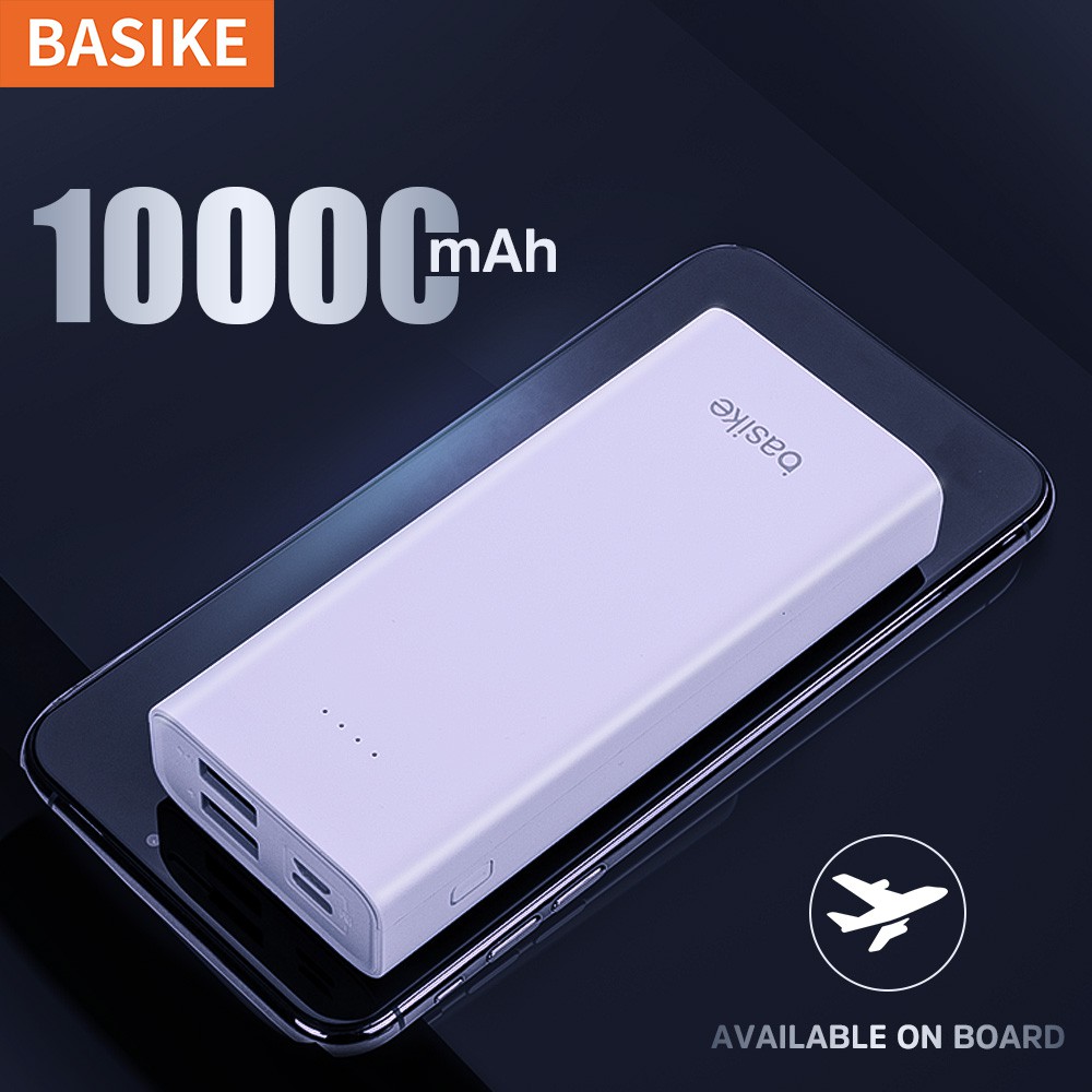 Sạc Dự Phòng 10000mAh BASIKE 2 Cổng Sạc Cho iPhone HUAWEI Samsung OPPO - Bảo hành 12 tháng