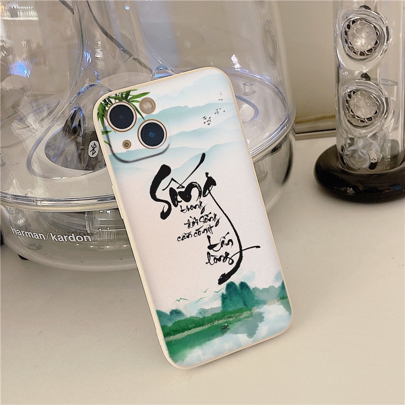 Ốp Iphone viền vuông đầu chữ Sống với Tấm Lòng từ ip 13promax 11 promax 12 pro max 6 6plus 7 plus 8 x xr xsmax