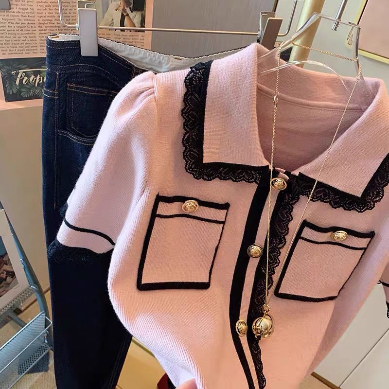 Áo Cardigan Tay Ngắn Dáng Rộng Màu Hồng Xinh Xắn Cho Nữ  tao bao