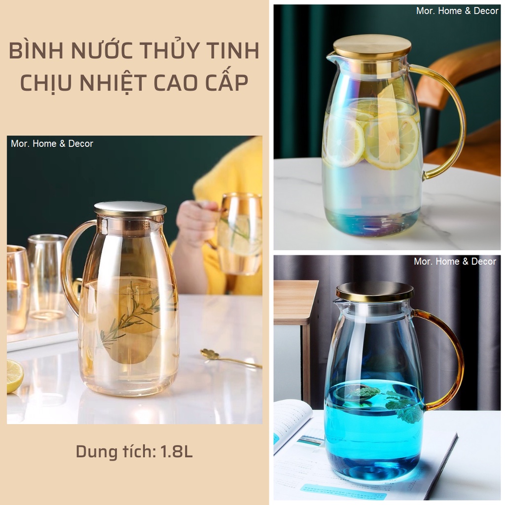 Bình nước thủy tinh chịu nhiệt - 1.8L