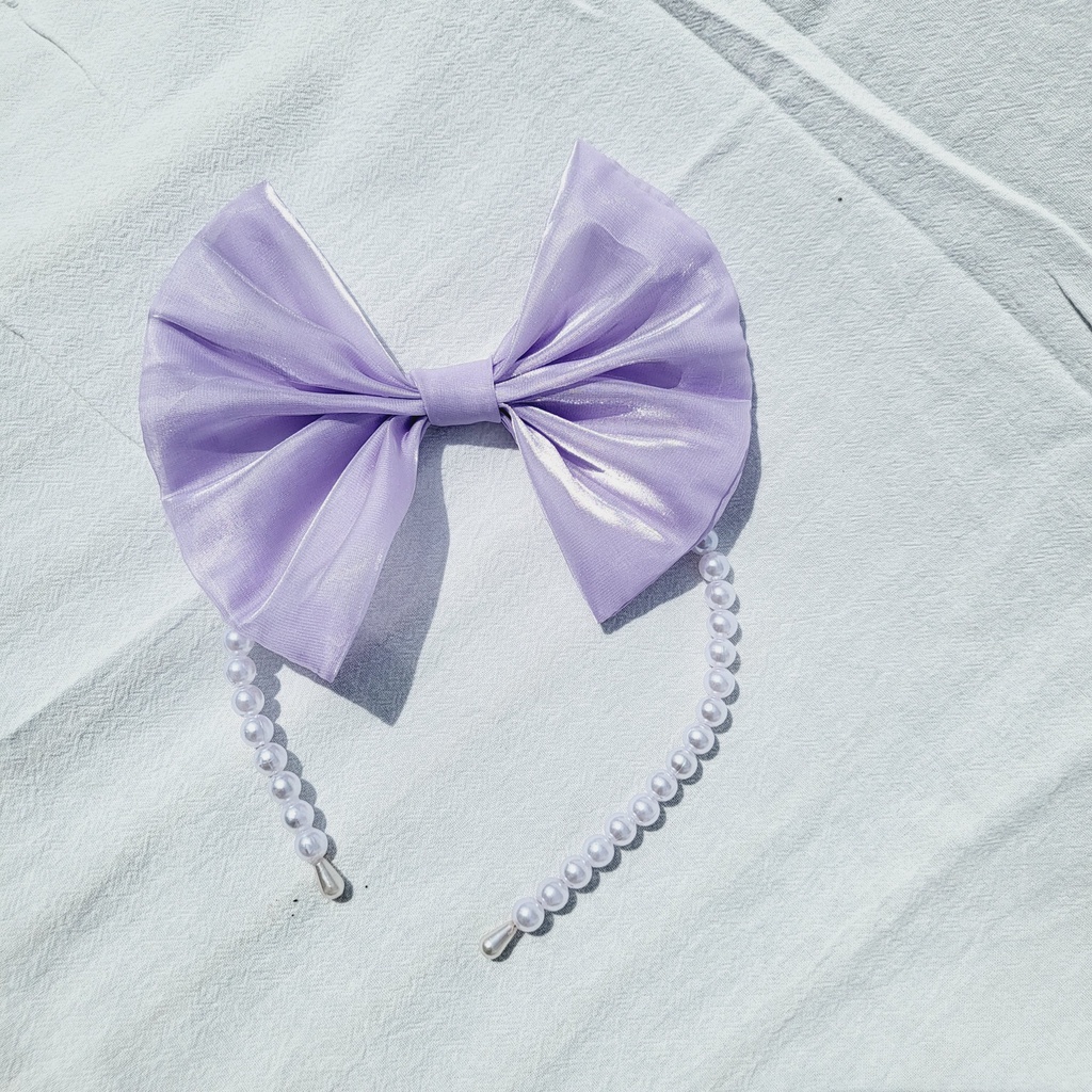 Cài Nơ Hạt Cườm Màu Đỏ .Cài Nơ Hạt Cườm Màu Trắng dễ thương Cho Bé Gái