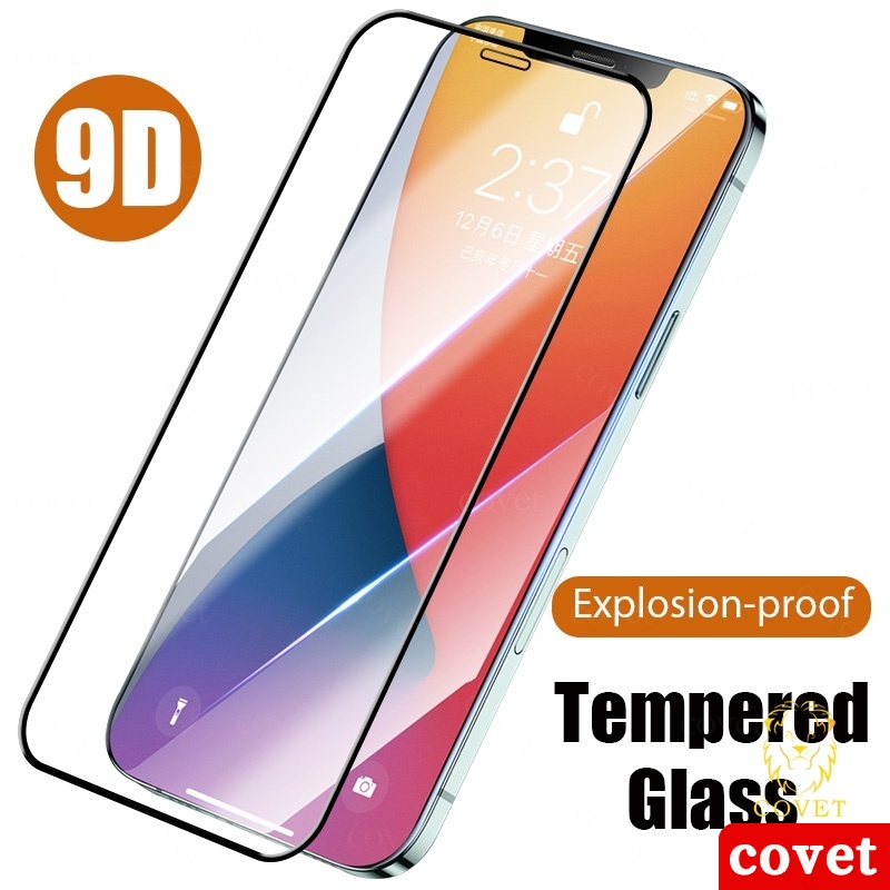 COVET bảo vệ hoàn toàn Kính cường lực phim bảo vệ kính IPhone 13 12 11 Pro Max Mini XR XS Max 6 6s 7 8 Plus SE 2020 Tặng kèm giấy lau kính. Cường lực Full màn hình