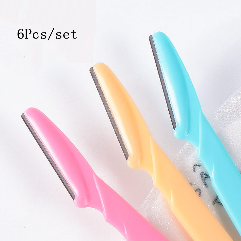 [Hàng mới về] Set 6 Dao tỉa lông mày làm đẹp tiện dụng nhiều màu sắc ngẫu nhiên