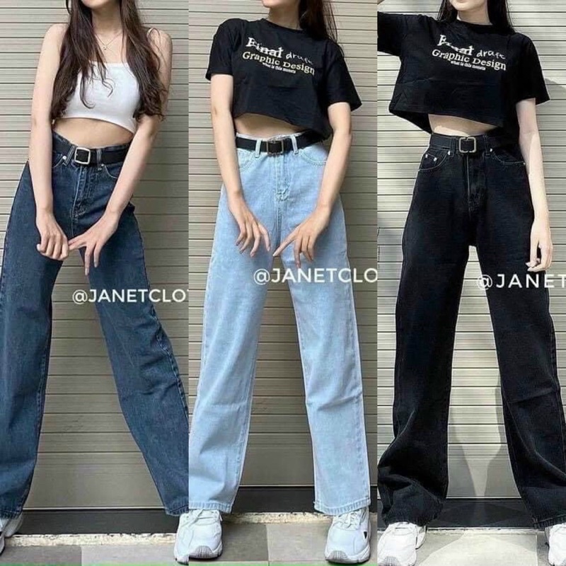 QUẦN JEANS ỐNG RỘNG LƯNG CAO
