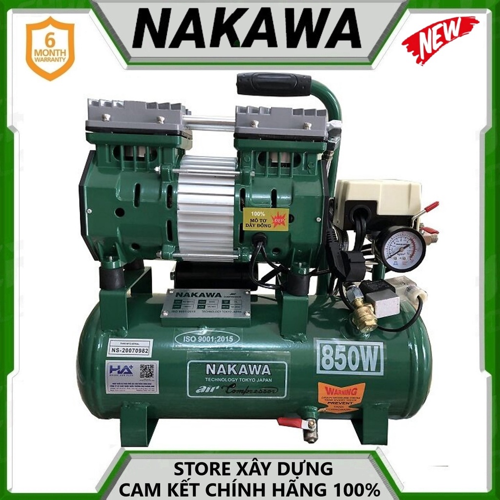 MÁY NÉN KHÍ KHÔNG DẦU 850W 12L NAKAWA NK800/12- HÀNG CHÍNH HÃNG