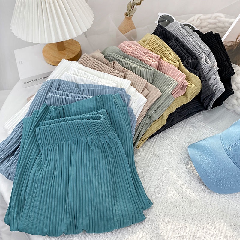 Quần lụa mát ống rộng xếp ly chống muỗi và nắng thời trang cho nữ