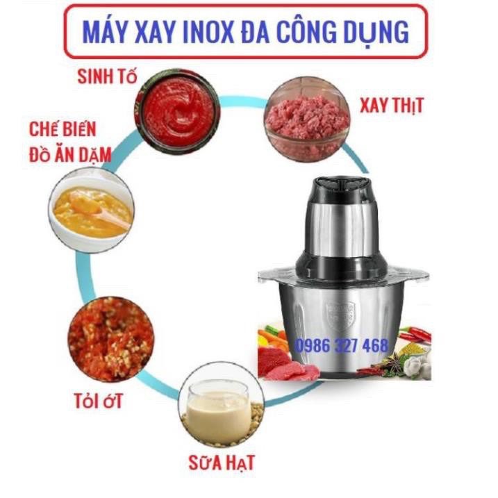 [Mã ELHA22 giảm 5% đơn 300K] Máy Xay Thịt Cối INOX Cao cấp 300W - 4 Lưỡi thép không gỉ