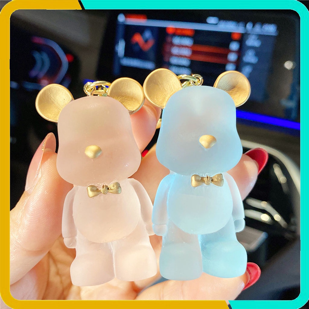 Móc Khóa Hàn Quốc Dễ Thương,Gấu Thắt Nơ Nhựa Pha Lê Trong Suốt, Móc Treo Trên Balo, Túi Xách KB04