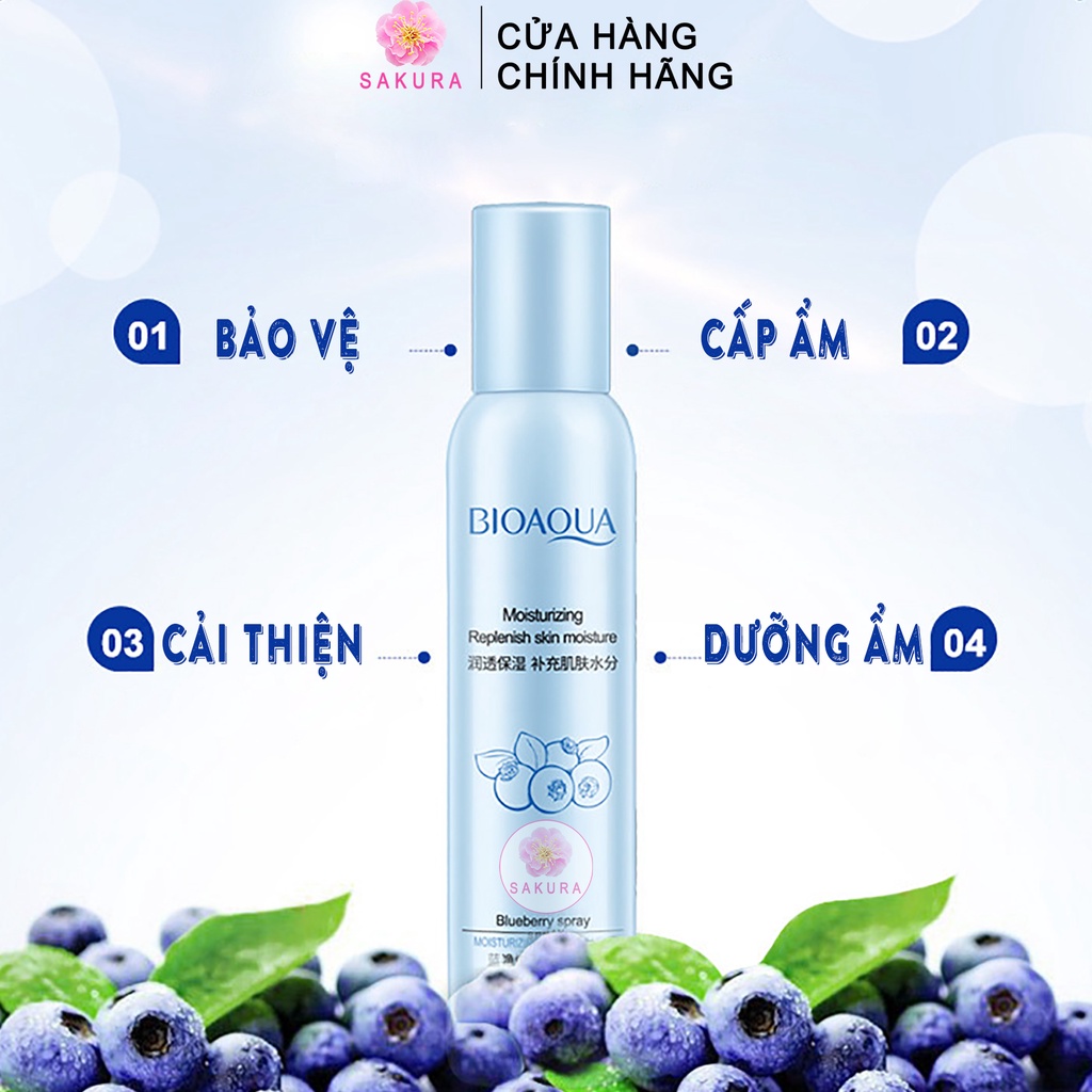 Xịt khoáng BIOAQUA dưỡng ẩm kiểm soát dầu cố định lớp trang điểm nội địa trung Sakura 150ml