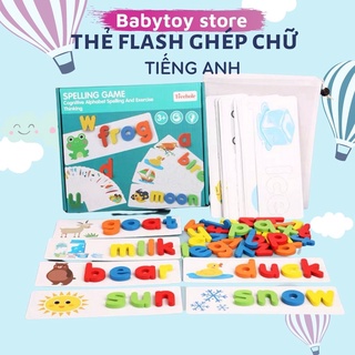 Bộ thẻ ghép chữ cái tiếng anh, flashcard, spelling game,english, thẻ học tiếng anh cho bé