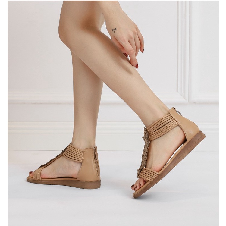 [Chính hãng XiangLV - Sẵn từ 36-39] Giày sandal chiến binh boho chiếc lá sang chảnh cao cấp nội địa Trung fullbox - N17