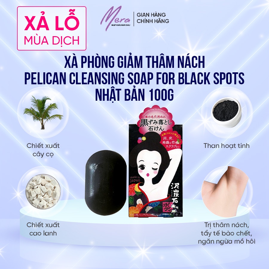 Xà Phòng Giảm Thâm Nách Pelican Cleansing Soap For Black Spots Nhật Bản 100g