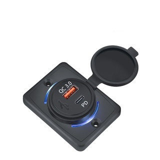 Sạc usb ô tô xe khách qc 3.0 usb type c loại dẹp 12v 24v sạc nhanh có nắp cao su chống nước