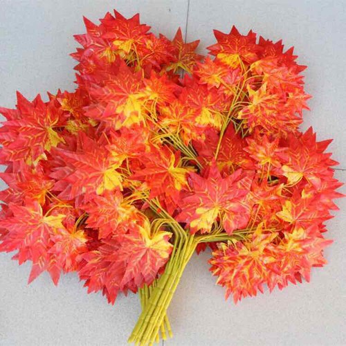 Cành Lá Phong Xanh Đỏ Làm Cây Giả Big size 60-68cm