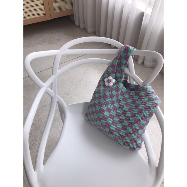 Checkered tote bag túi tote hoạ tiết kẻ caro size to