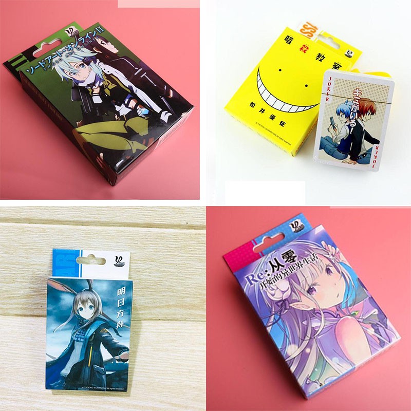 Bộ bài tú lơ khơ 54 ảnh anime chibi Sword Art Online Lớp Học Ám Sát Re:Zero Bắt đầu lại ở thế giới khác