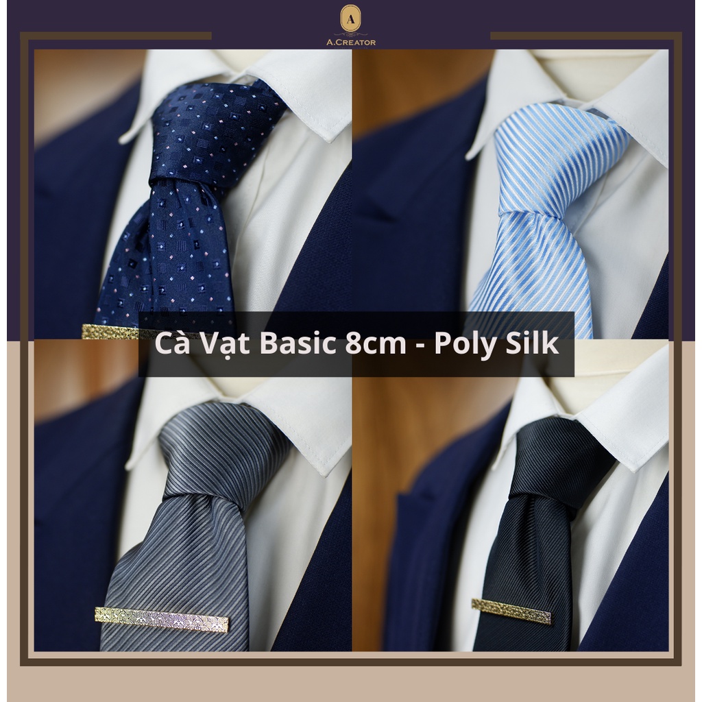 Tổng Hợp Cà Vạt 8cm Basic - Chất Liệu Poly Silk