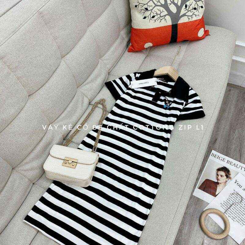 Váy Polo kẻ Body cổ đức ,Váy polo Nu siêu Tôn Dáng