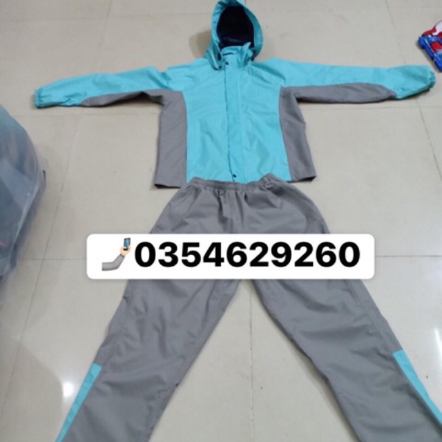 Bộ quần áo mưa chống thấm thời trang 2 lớp mũ tháo rời