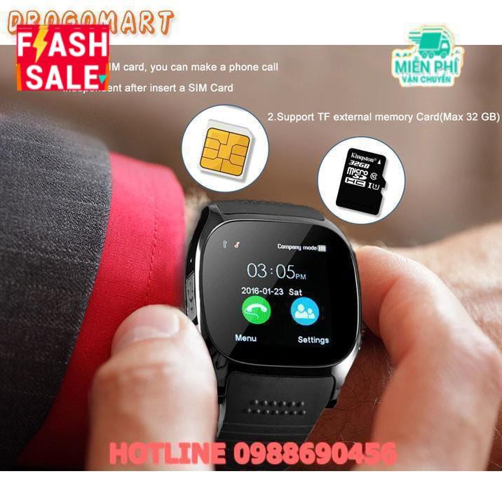 ( FREESHIP 99K ) Đồng hồ điện thoại thông minh T8 Nghe gọi 2 chiều Có Camera chụp ảnh SmartWatch T8