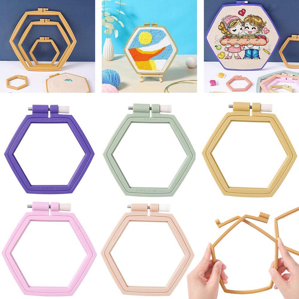 JUNE Bộ Khung Thêu Tranh Chữ Thập Bằng Nhựa Hình Lục Giác DIY
