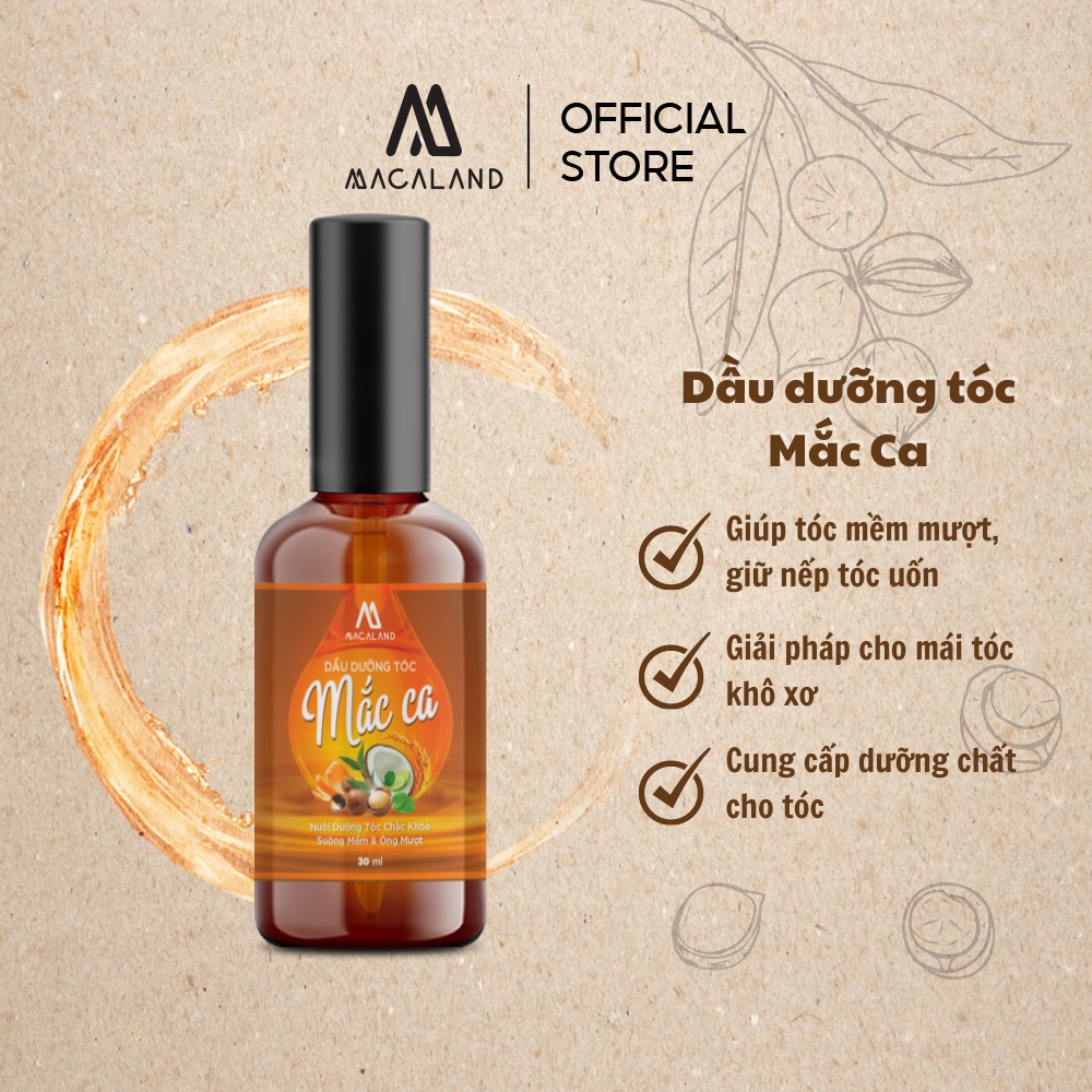 Combo dầu dưỡng tóc hạt Maca 30ml và xịt giữ nếp tóc 100ml lưu hương hoa thơm mát, óng mượt cả ngày dài MACALAND