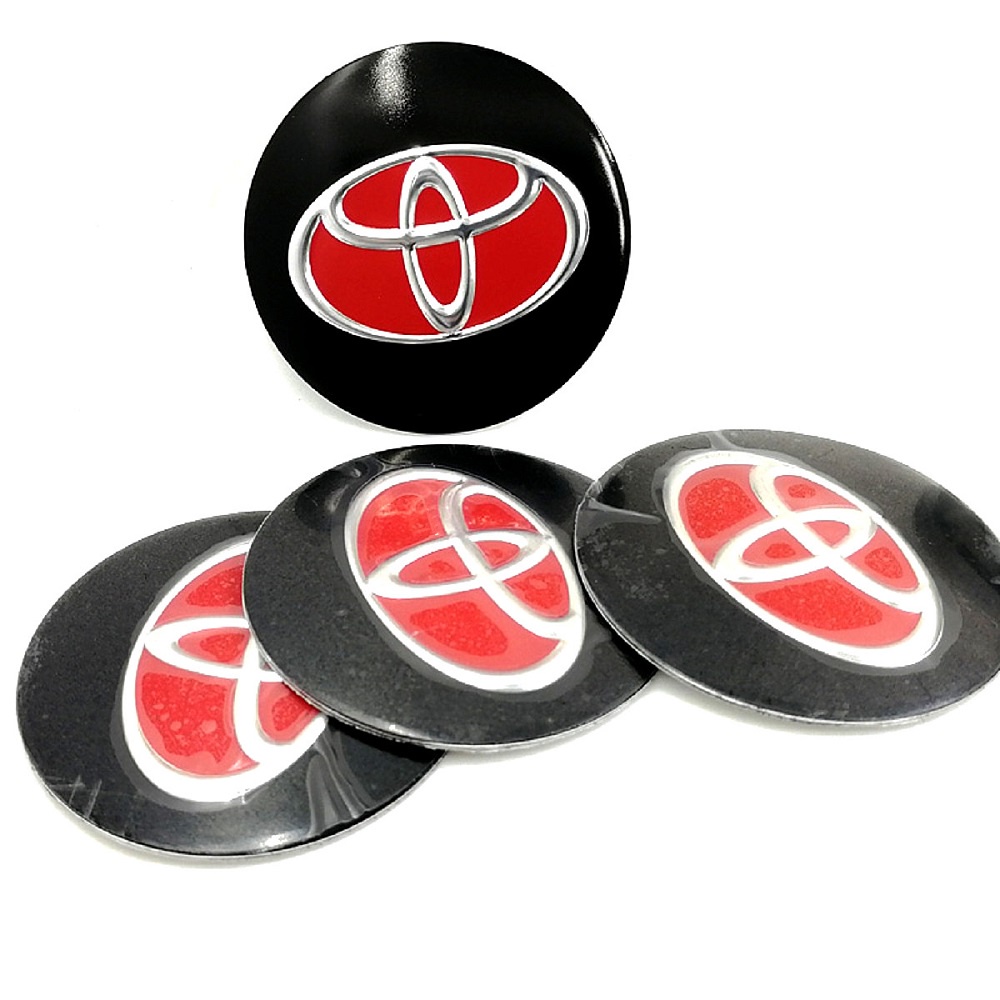 Set 4 Miếng Dán Trang Trí Trục Bánh Xe Hơi Toyota 56mm