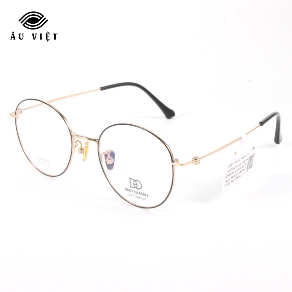 Gọng kính nam nữ kim loại titanium dáng tròn Daily Glasses DGA-9800 màu vàng/bạc Full box