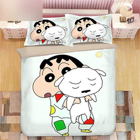 Bộ Chăn Ga Và Vỏ Gối 3 Trong 1 In Hình Cậu Bé Bút Chì Shin-chan Đáng Yêu