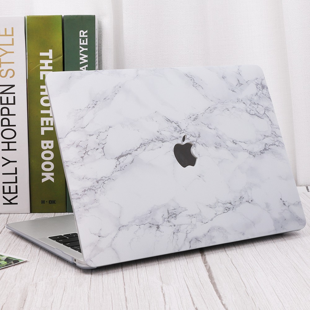 [3-IN-1] Ốp Macbook, Case Macbook Hình Vân Đá Trắng (Tặng Kèm Nút Chống Bụi Và Kẹp Chống Gẫy Sạc)