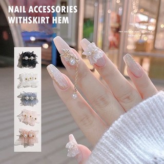 phụ kiện vải trang trí nail mẫu mới có ngọc