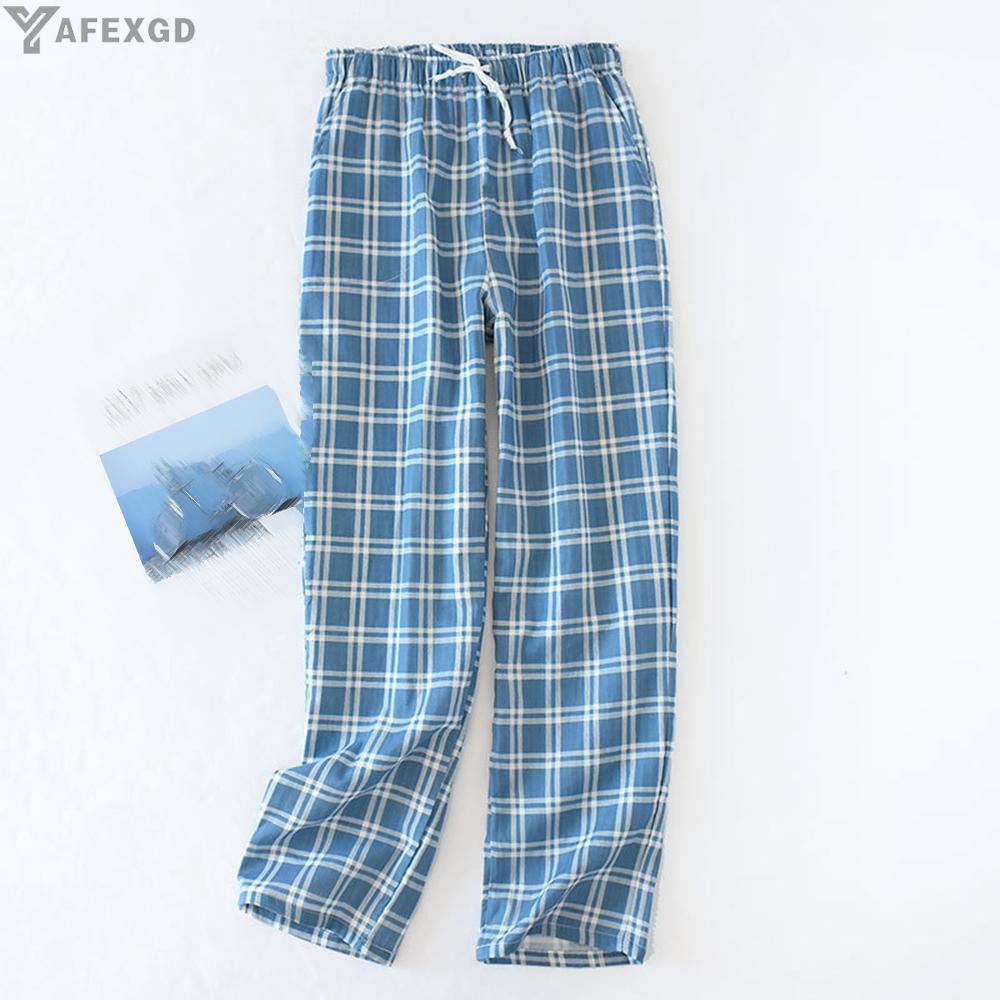 Quần Ngủ Dài Lưng Thun Ống Rộng Kẻ Sọc Caro Thoải Mái Thời Trang Mùa Hè Cho Nam