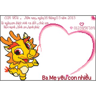 Tranh thêu chữ thập 12 con giáp tuổi Thìn - con Rồng <222704> chưa thêu