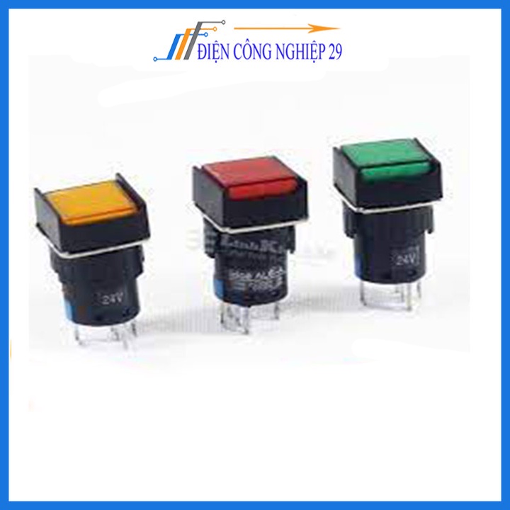 Nút Nhấn Đề Vuông 220VAC AL6 - A Nhấn Giữ Có Đèn Nhiều Màu